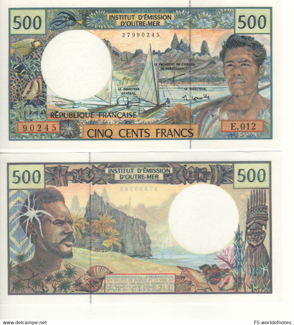 FRENCH PACIFIC TERRITORIES   500 Francs  P1e   ( ND -1990-2012  Fisherman+shells )    UNC - Territorios Francés Del Pacífico (1992-...)