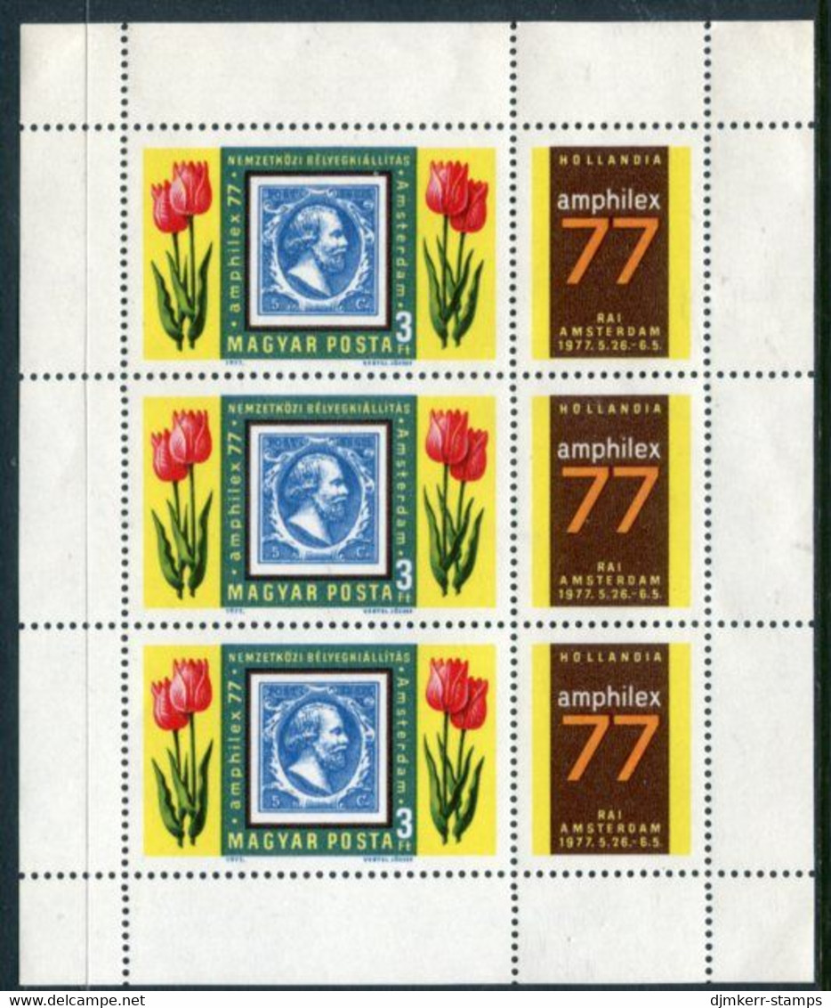 HUNGARY 1977 AMPHILEX Stamp Exhibition Sheetlet  MNH / **.  Michel 3204 Kb - Ungebraucht