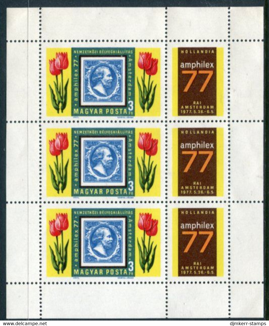 HUNGARY 1977 AMPHILEX Stamp Exhibition Sheetlet  MNH / **.  Michel 3204 Kb - Blocks & Sheetlets