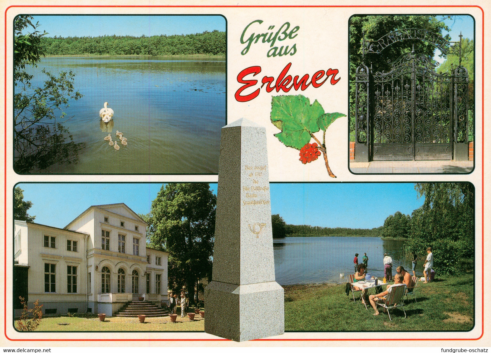 AK Erkner Wupatzsee Tor Zum Rathauspark Gerhard Hauptmann Museum Postmeilensäule Karutzsee - Erkner