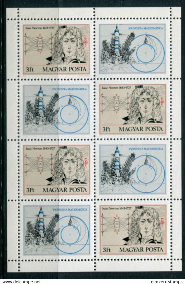 HUNGARY 1977 Isaac Newton Anniversary Sheetlet MNH / **.  Michel 3199 Kb - Ungebraucht