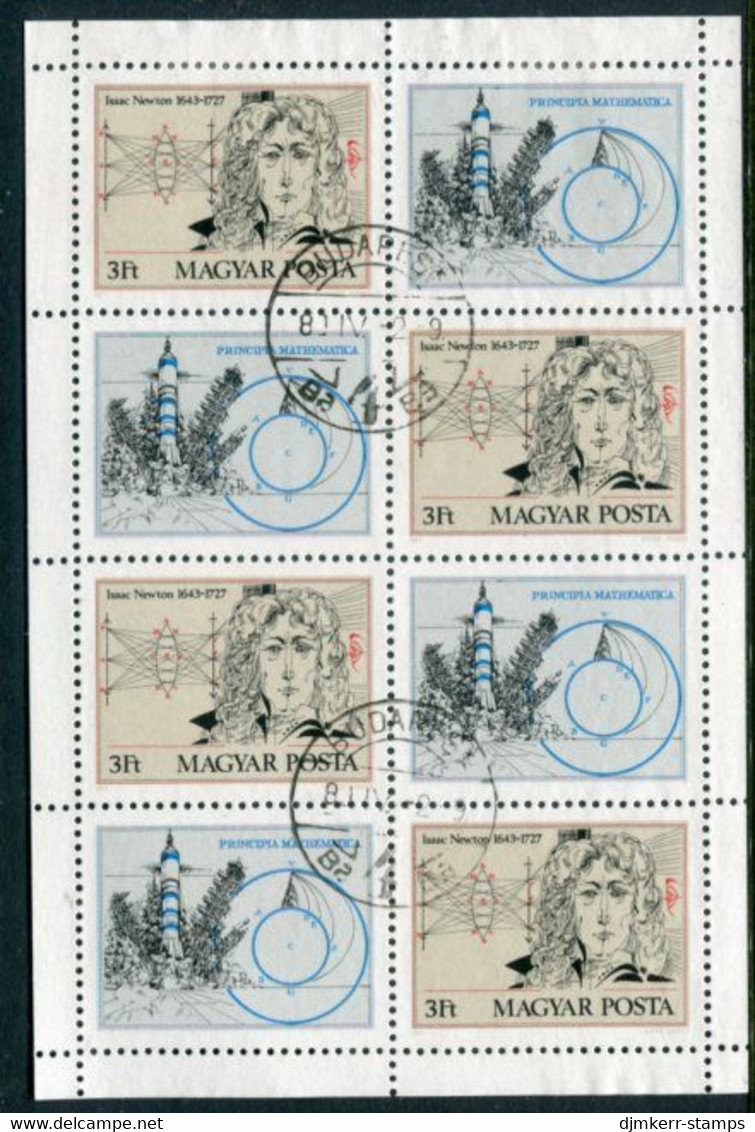 HUNGARY 1977 Isaac Newton Anniversary Sheetlet Used.  Michel 3199 Kb - Blocks & Sheetlets