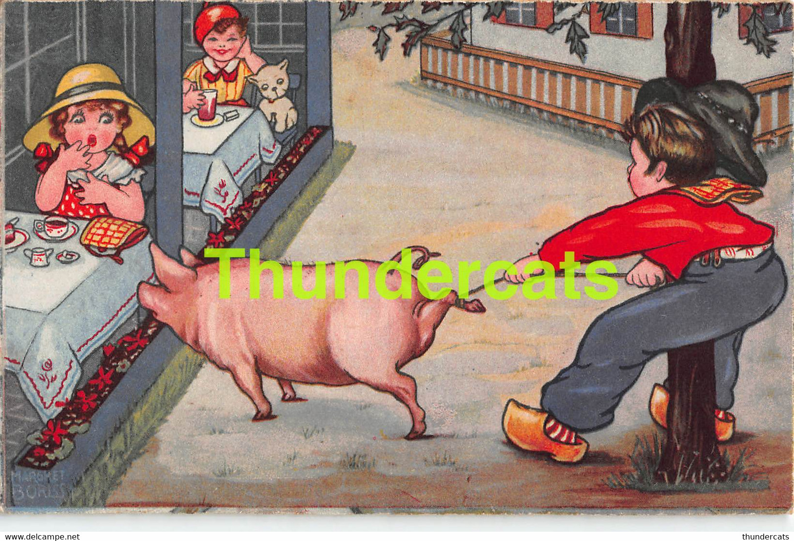 CPA ILLUSTRATEUR ENFANT MARGRET BORISS ARTIST SIGNED CHILDREN COCHON PIG - Boriss, Margret