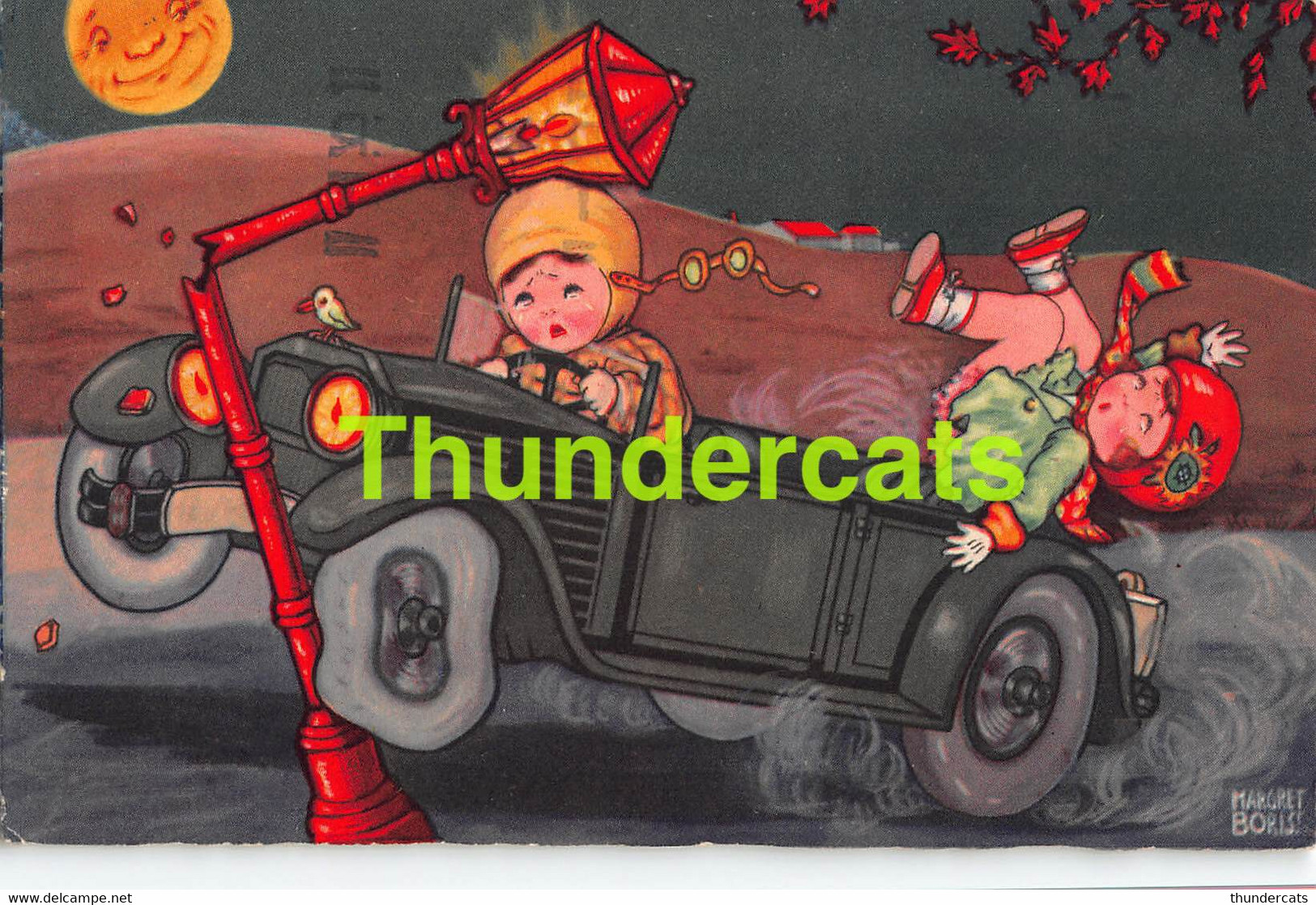 CPA ILLUSTRATEUR ENFANT MARGRET BORISS ARTIST SIGNED CHILDREN ACCIDENT VOITURE AUTO CAR - Boriss, Margret