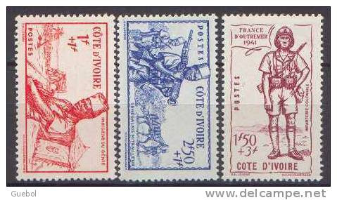 Détail De La Série Défense De L'Empire * Cote D'Ivoire N° 162 à 164 - 1941 Défense De L'Empire