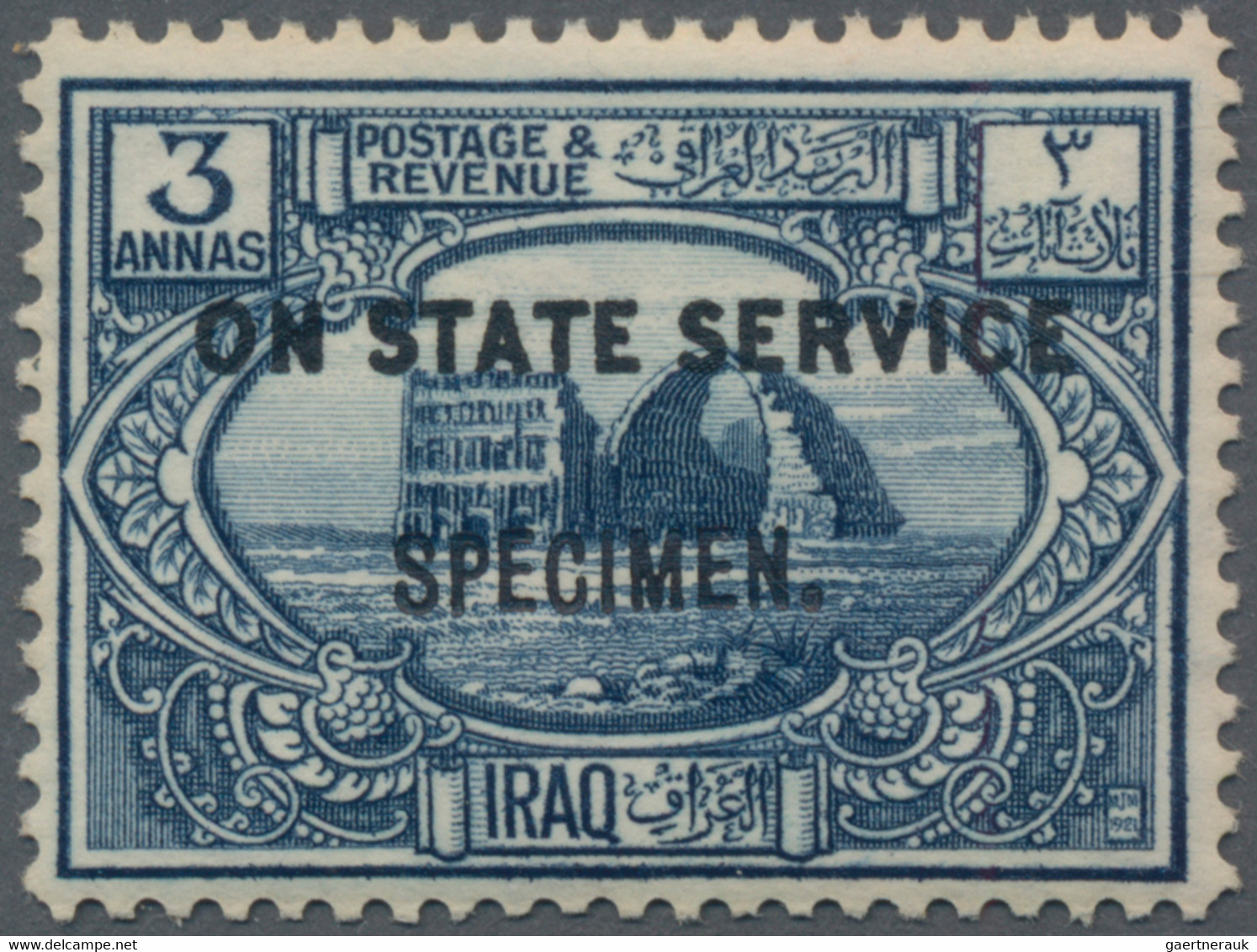 Irak: 1923, ½ a. to 10 r. with ovpt "ON STATE SERVICE" and "SPECIMEN", full set of 12, mh, flawless