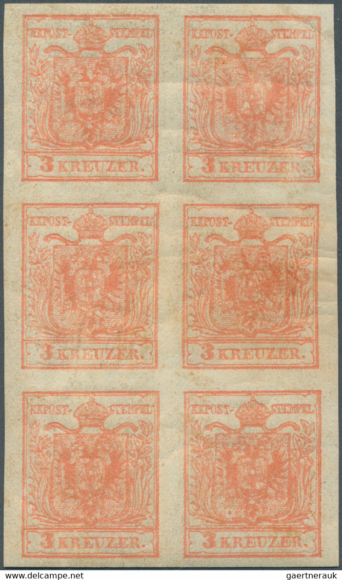 Österreich: 1850/54: 3 Kreuzer Stumpfrosa, Maschinenpapier Type III C, Im Senkrechten Ungebrauchten - Unused Stamps