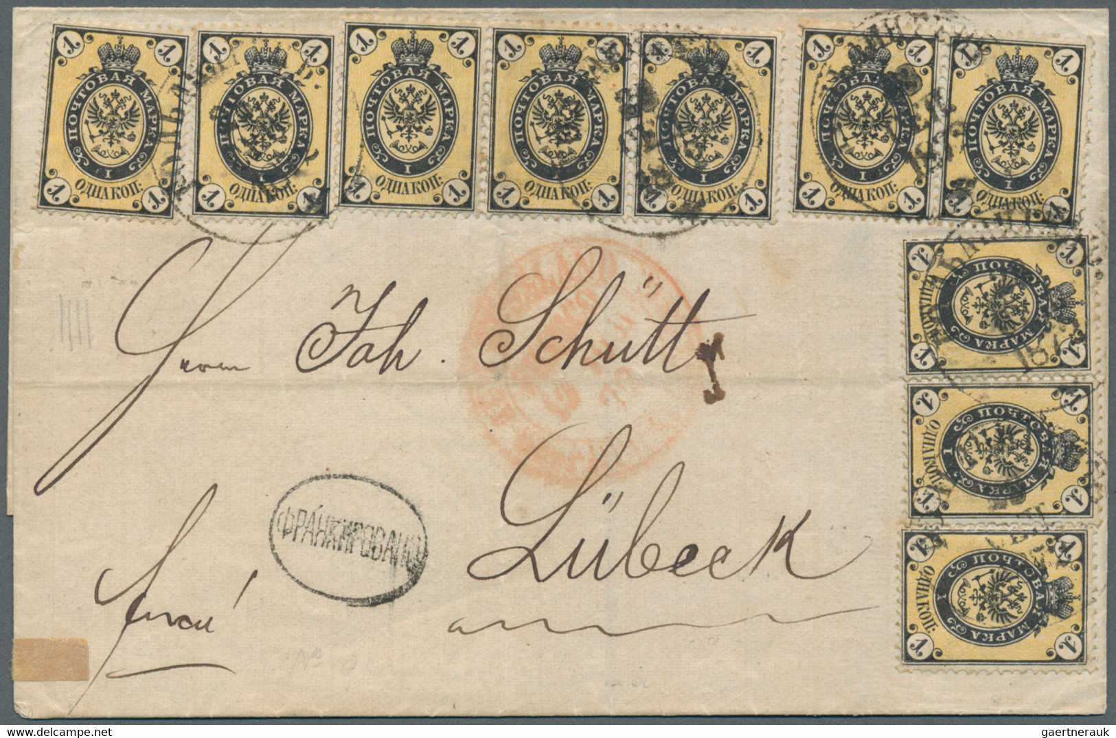 Russland: 1872, Cover From Goldingen, Kurland (now Kuldiga In Latvia) To Lübeck Franked By 10 X 1 K. - Covers & Documents