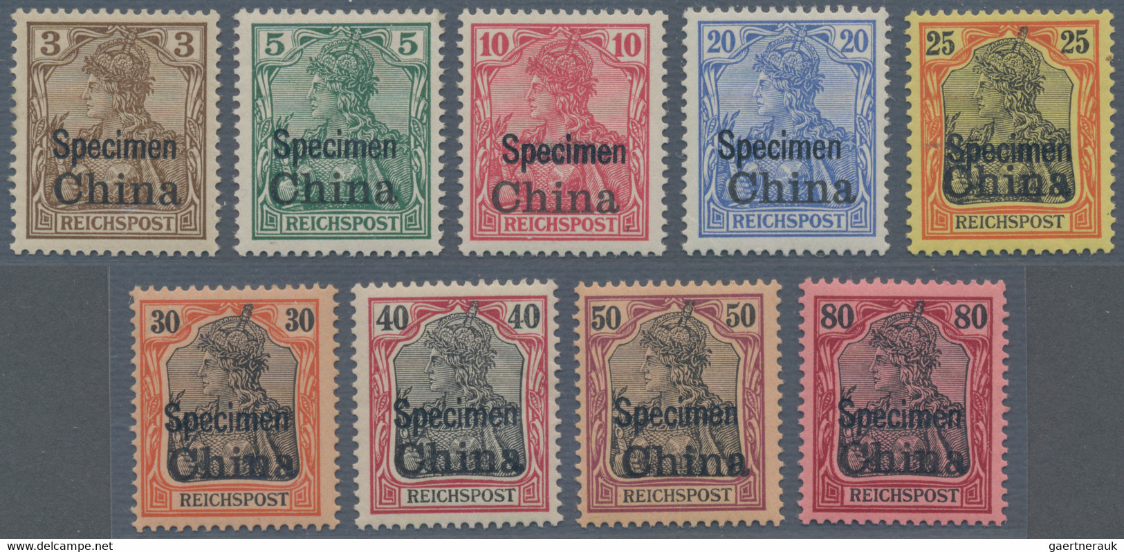 Deutsche Post In China: 1901/1904, 3 Pf Braunocker Bis 80 Pf Dkl'rötlichkarmin Auf Mattkarmin 9 Aufd - China (offices)