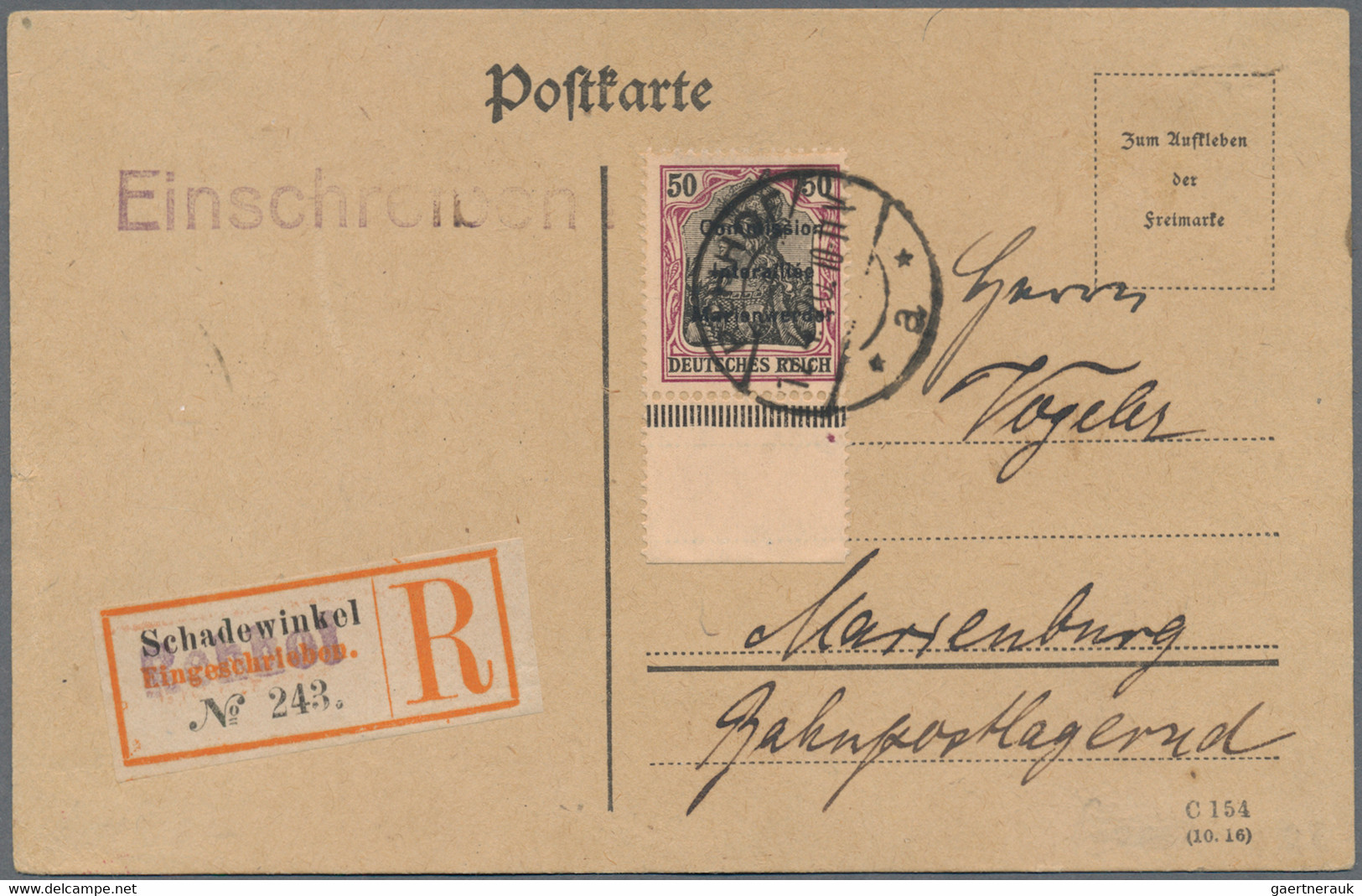 Deutsche Abstimmungsgebiete: Marienwerder: 1920, Freimarken Germania 50 Pfg. Graulila/schwarz Auf Mi - Autres & Non Classés