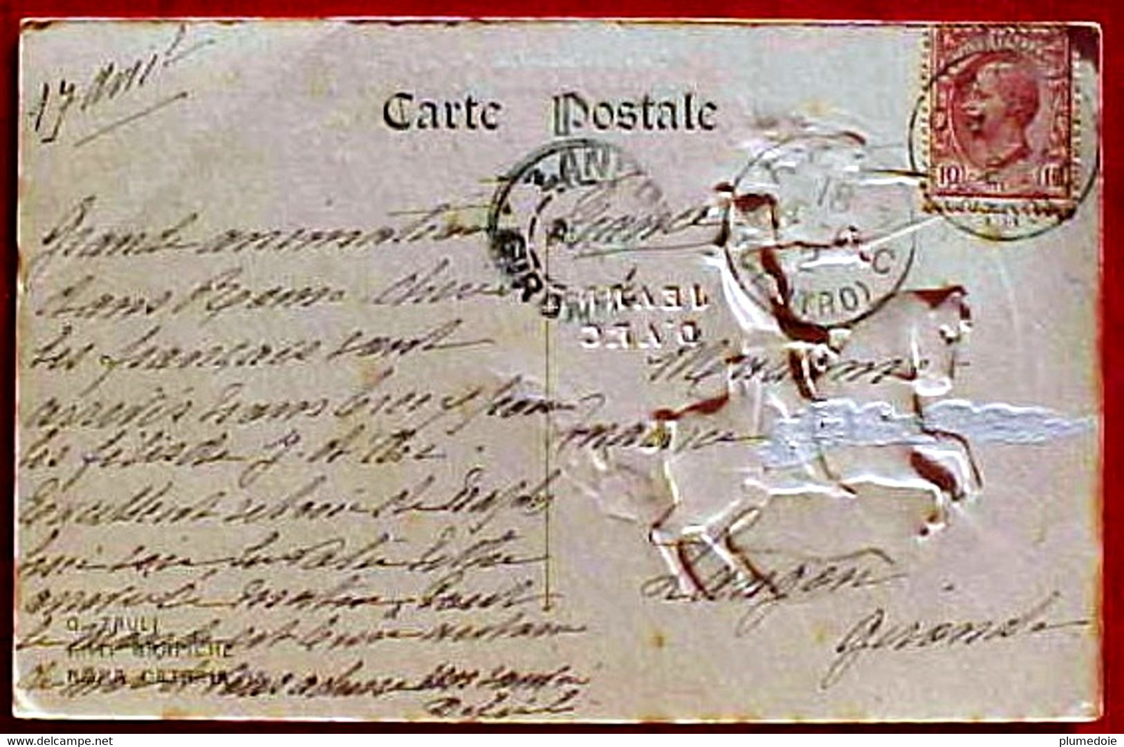 Rare Cpa Gaufrée SOUVENIR BEATIFICATION JEANNE D ARC 18 AVRIL 1909 En Médaillon Doré .  EDIT. G.ZAULI - Santi