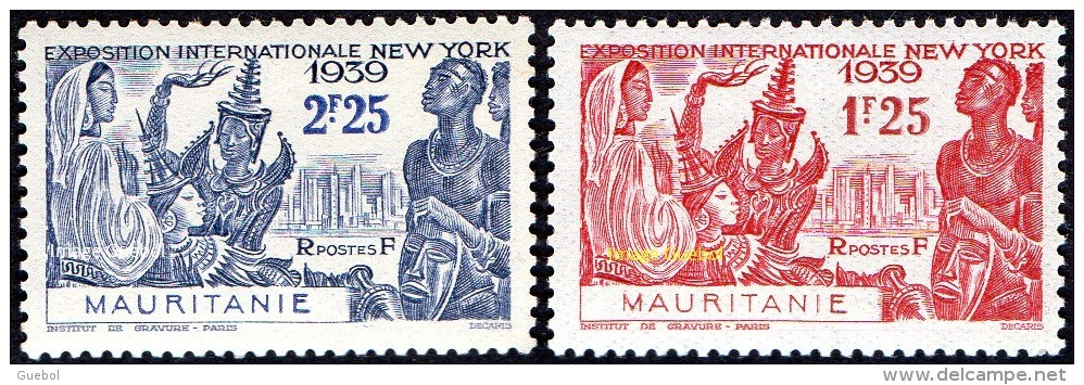 Détail De La Série Exposition Internationale De New York * Mauritanie N° 98 Et 99 - 1939 Exposition Internationale De New-York