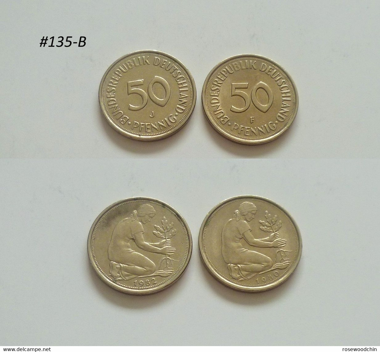 Vintage !  Lot Of 2 Pcs. Germany 1980 & 1982 - 50 Pfennig  Coin (#135-B) - Other & Unclassified