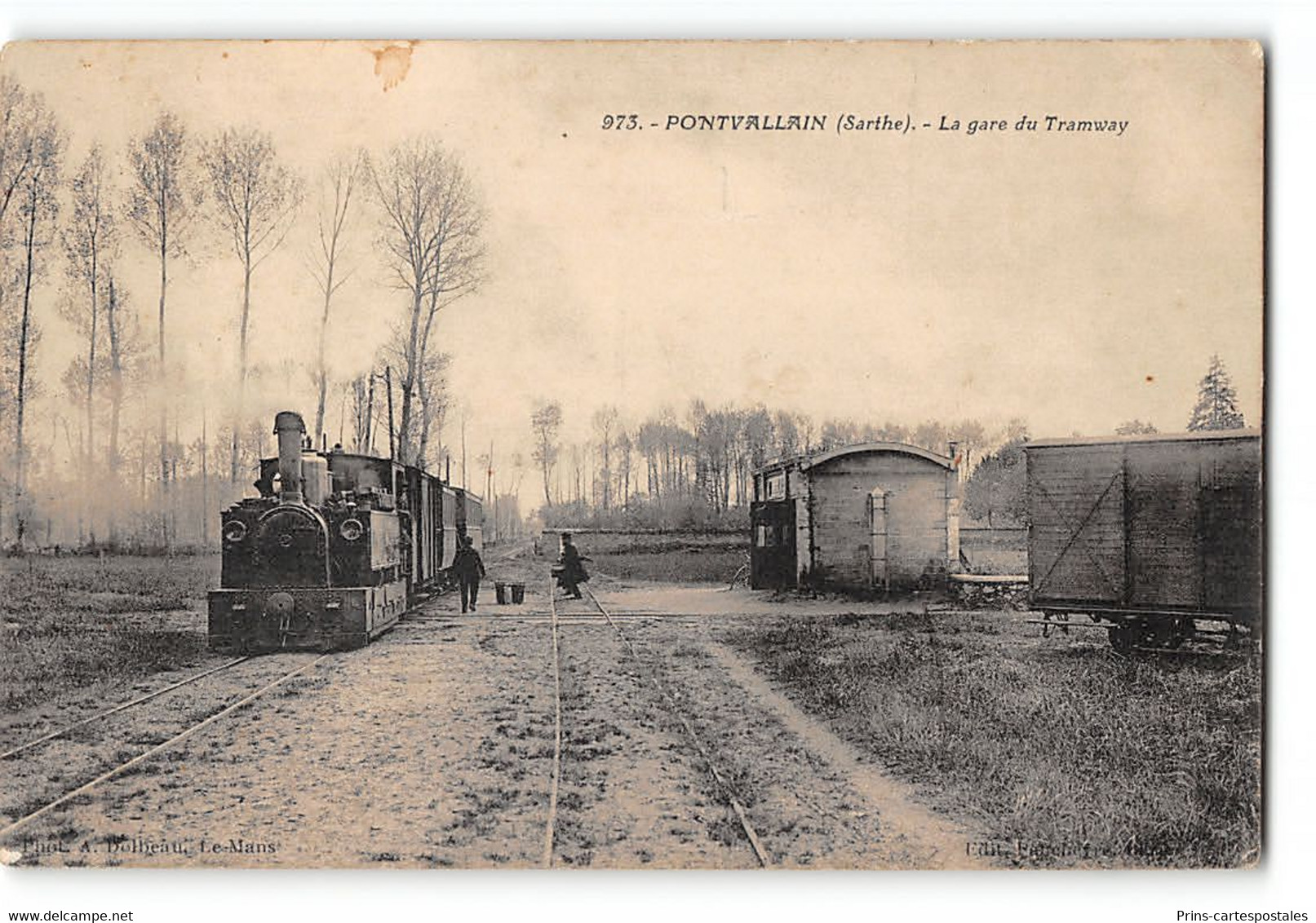 CPA 72 Pontvallain La Gare Et Le Train Tramway - Pontvallain