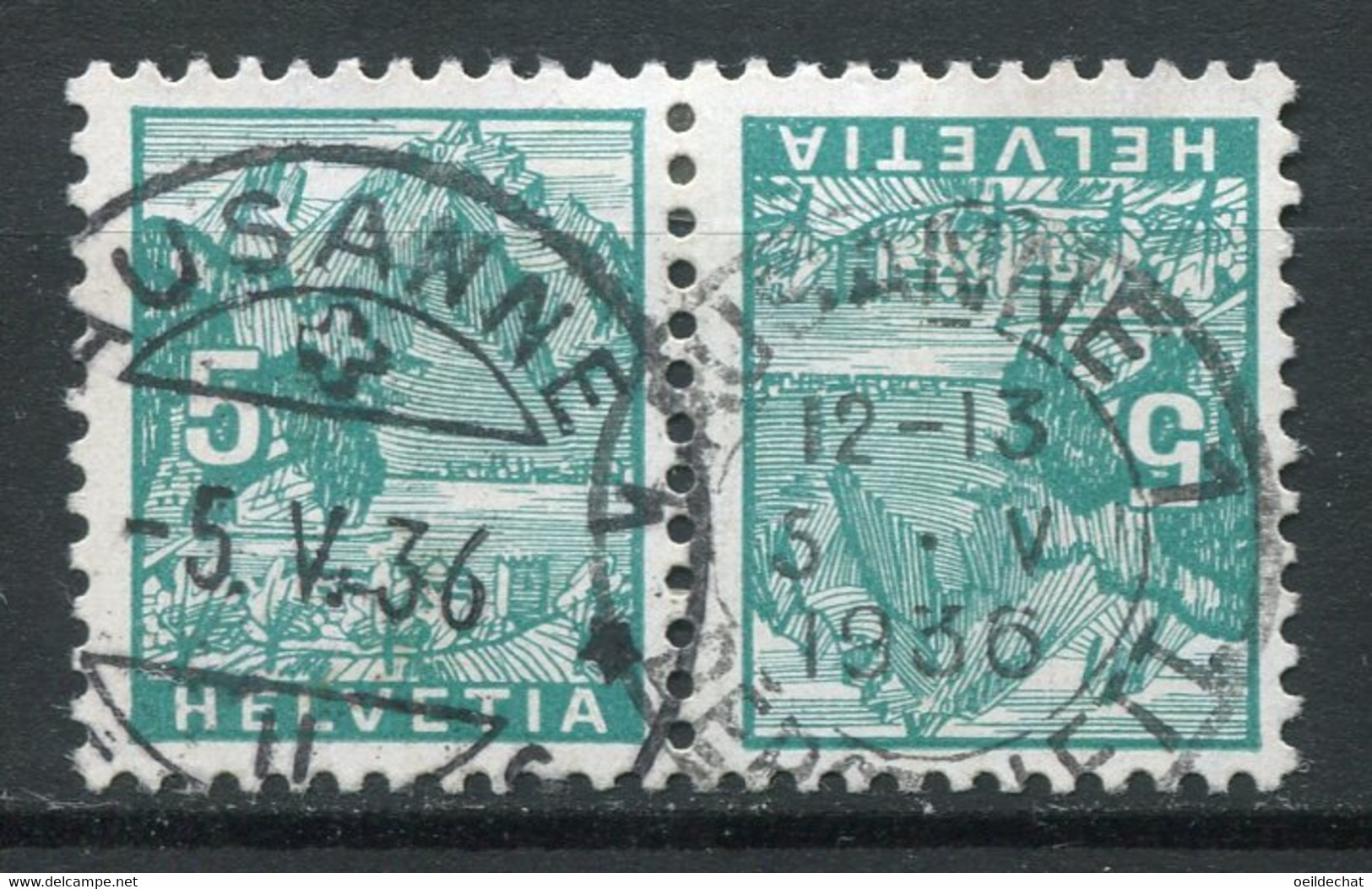 21948 SUISSE N°272a° 5c. Vert-bleu Le Pilate Tête-bêche  1934  B/TB - Tete Beche