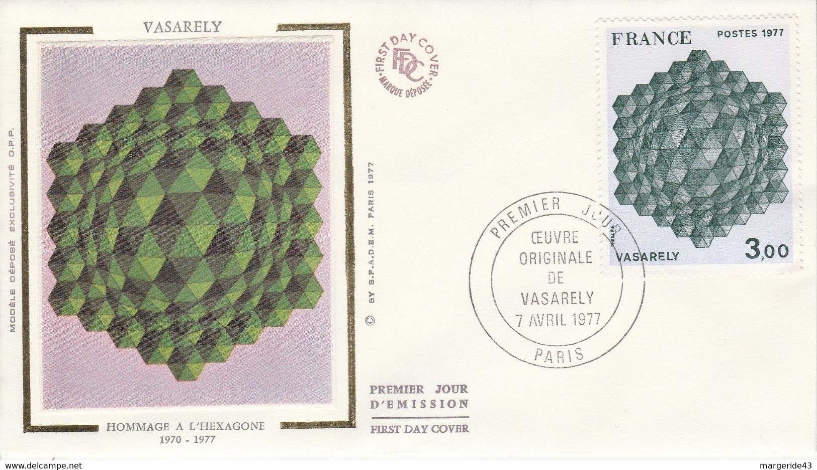 FDC 1977 PEINTURE DE VASARELY - 1970-1979