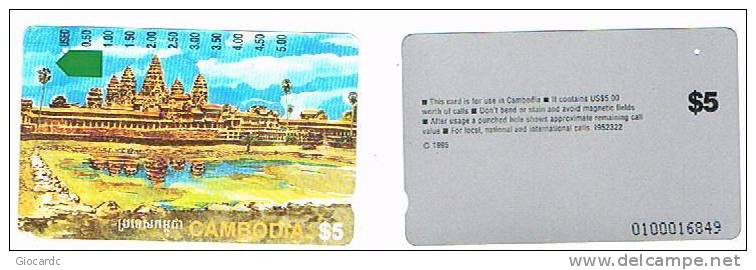 CAMBOGIA (CAMBODIA)   -  TELSTRA (ANRITSU)  -  1995 ANGKOR RUINS        - USED   - RIF. 9624 - Kambodscha