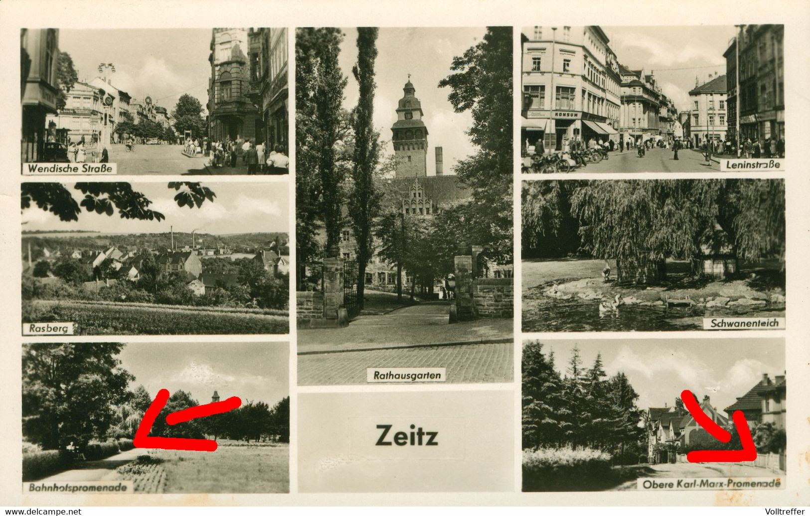 DDR Mehrbild AK 1959 Zeitz Mit Wendische Straße, Rasberg, Obere Karl-Marx-Promendade, Leninstraße - Zeitz