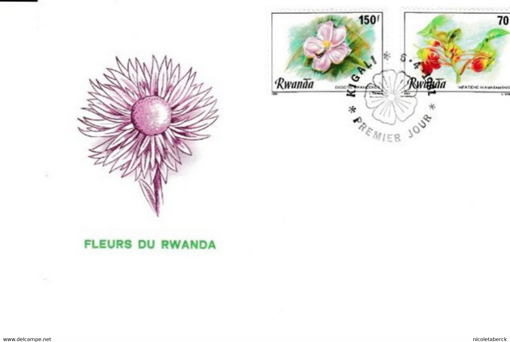 FDC , Rwanda , Thématique Fleurs , 1981 - 1980-1989