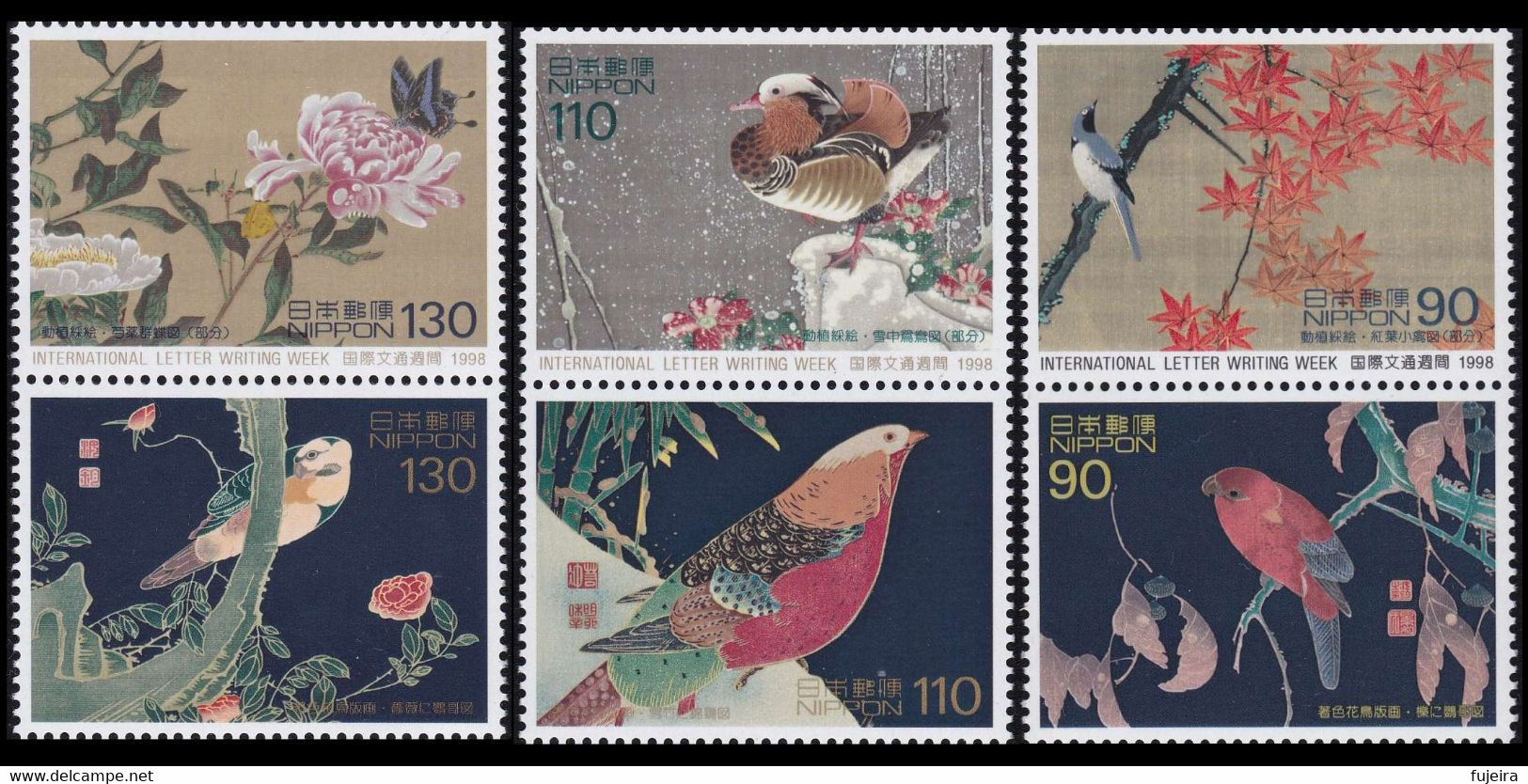 Japan International Letter Writing Week 1998 Set Of 6 MNH Hiroshige - Nuevos