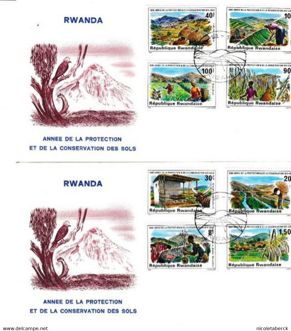 FDC , Rwanda , Thématique Flore , Lot De 2 , 1980 - 1980-1989