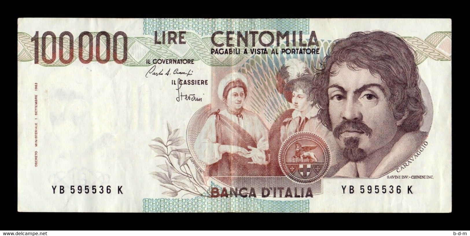 Italia Italy 100000 Lire Caravaggio 1983 Pick 110a MBC/+ VF/+ - 100.000 Lire