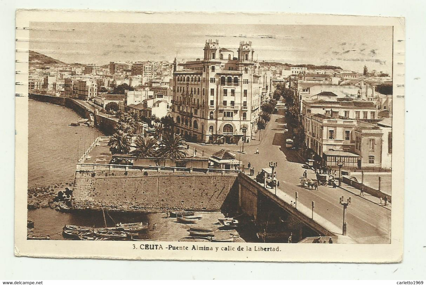 CEUTA - PUENTE ALMINA Y CALLE DELLA LIBERTAD 1923   VIAGGIATA FP - Ceuta