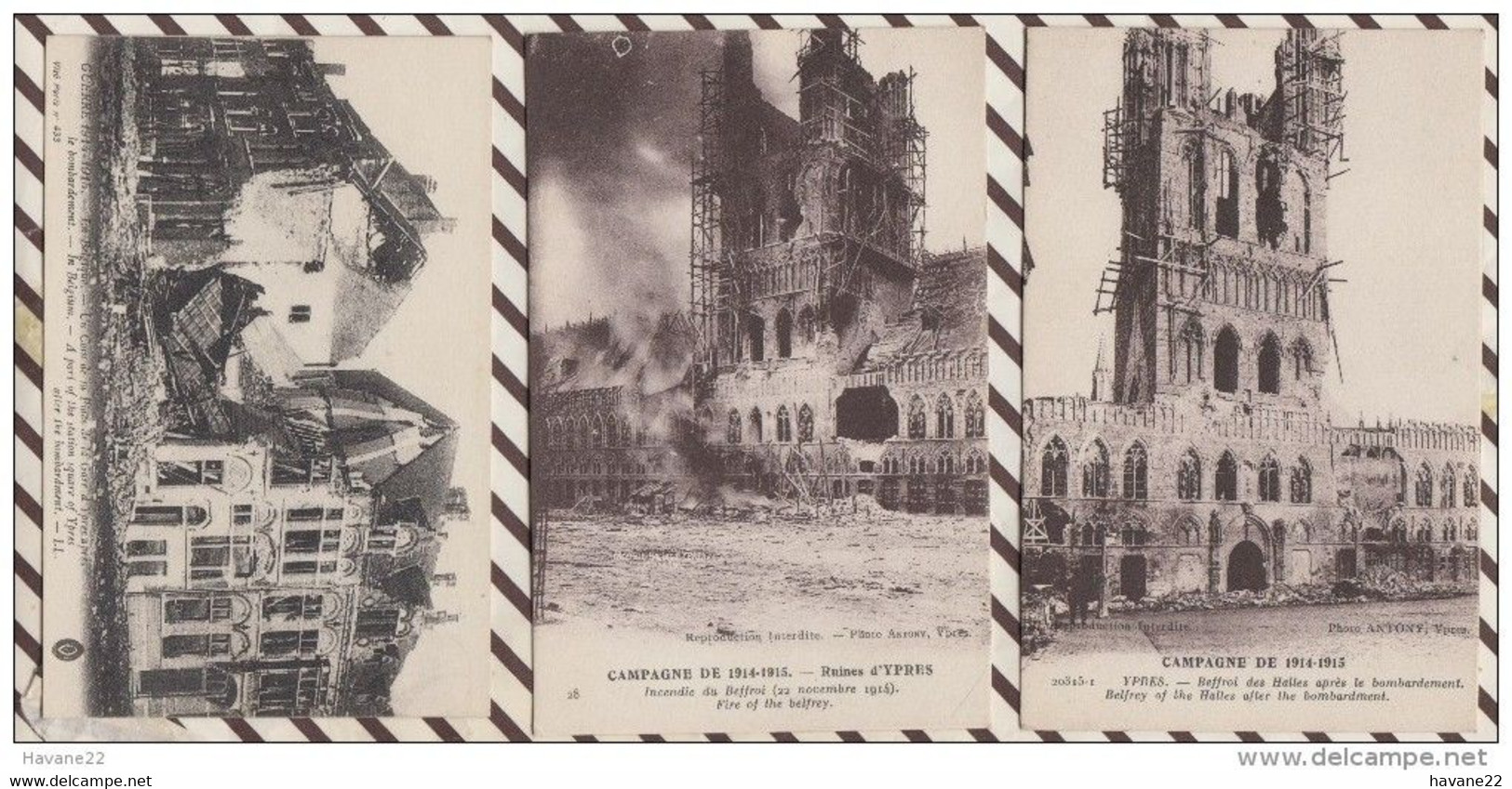 5AH529 Lot De 3 Cartes GUERRE CAMPAGNE 1914 1915 YPRES  2  SCANS - Ieper