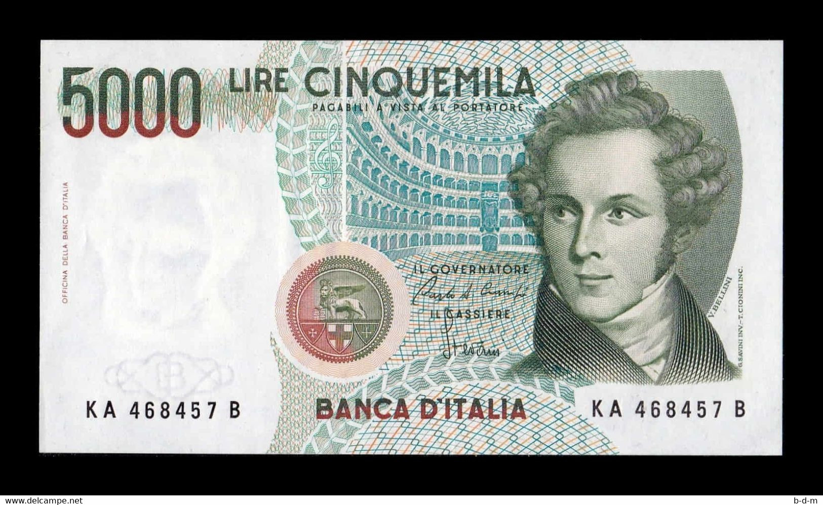 Italia Italy 5000 Lire Bellini 1985 Pick 111a Sc Unc - 5000 Lire