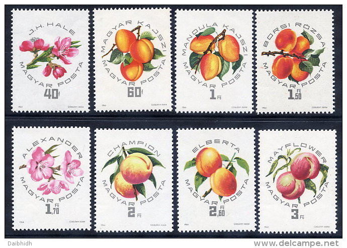 HUNGARY 1964 Peach And Apricot Exhibition Set Of 8 MNH / **.  Michel 2044-51 - Ungebraucht