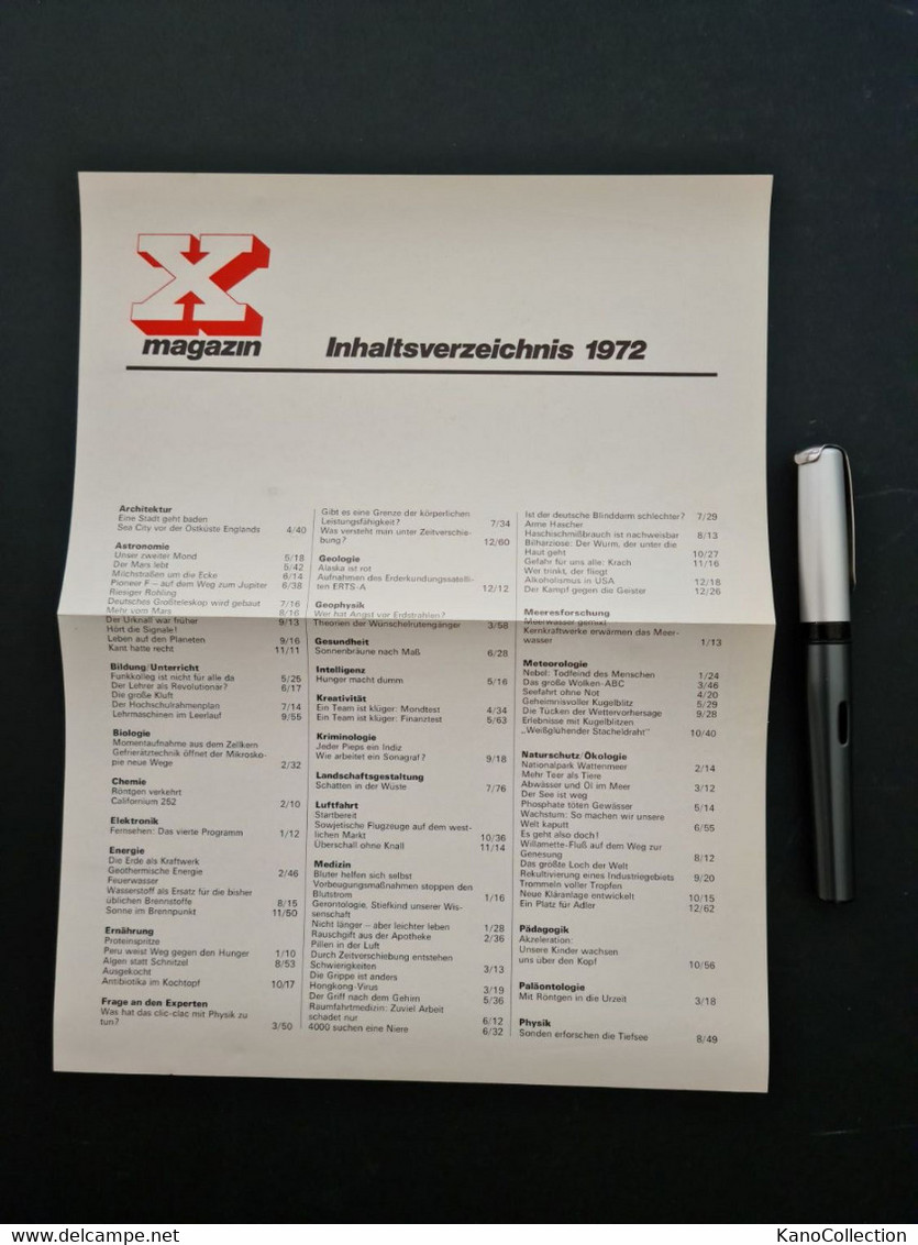 X-Magazin Für Naturwissenschaft Und Technik, Inhaltsverzeichnis 1972 - Computer & Technik