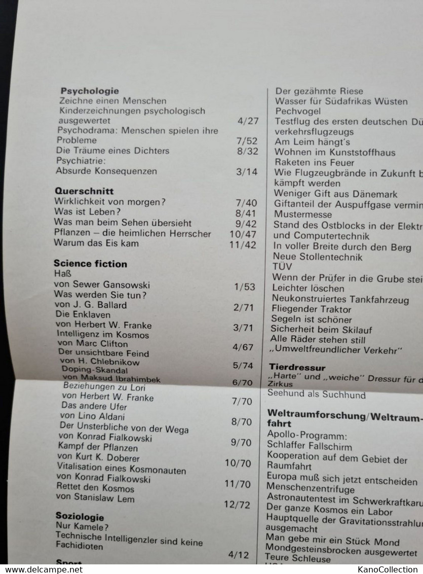 X-Magazin Für Naturwissenschaft Und Technik, Inhaltsverzeichnis 1972 - Informatica