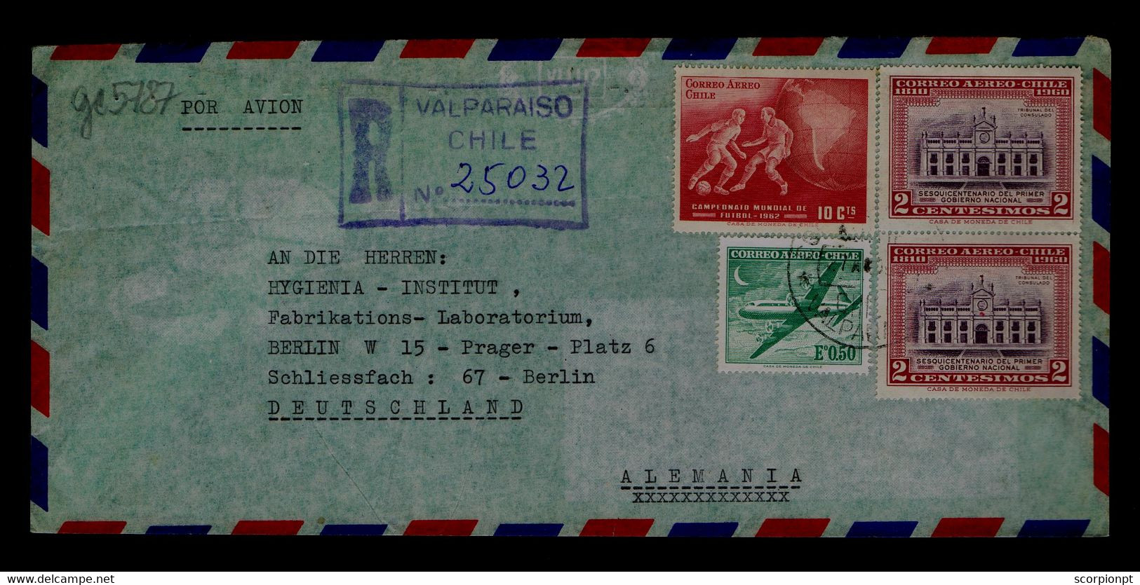 Sp7742 CHILE Football Sports "World Championship 1962" Architecture "600 Years 1st National Government Court" Mailed - 1962 – Cile