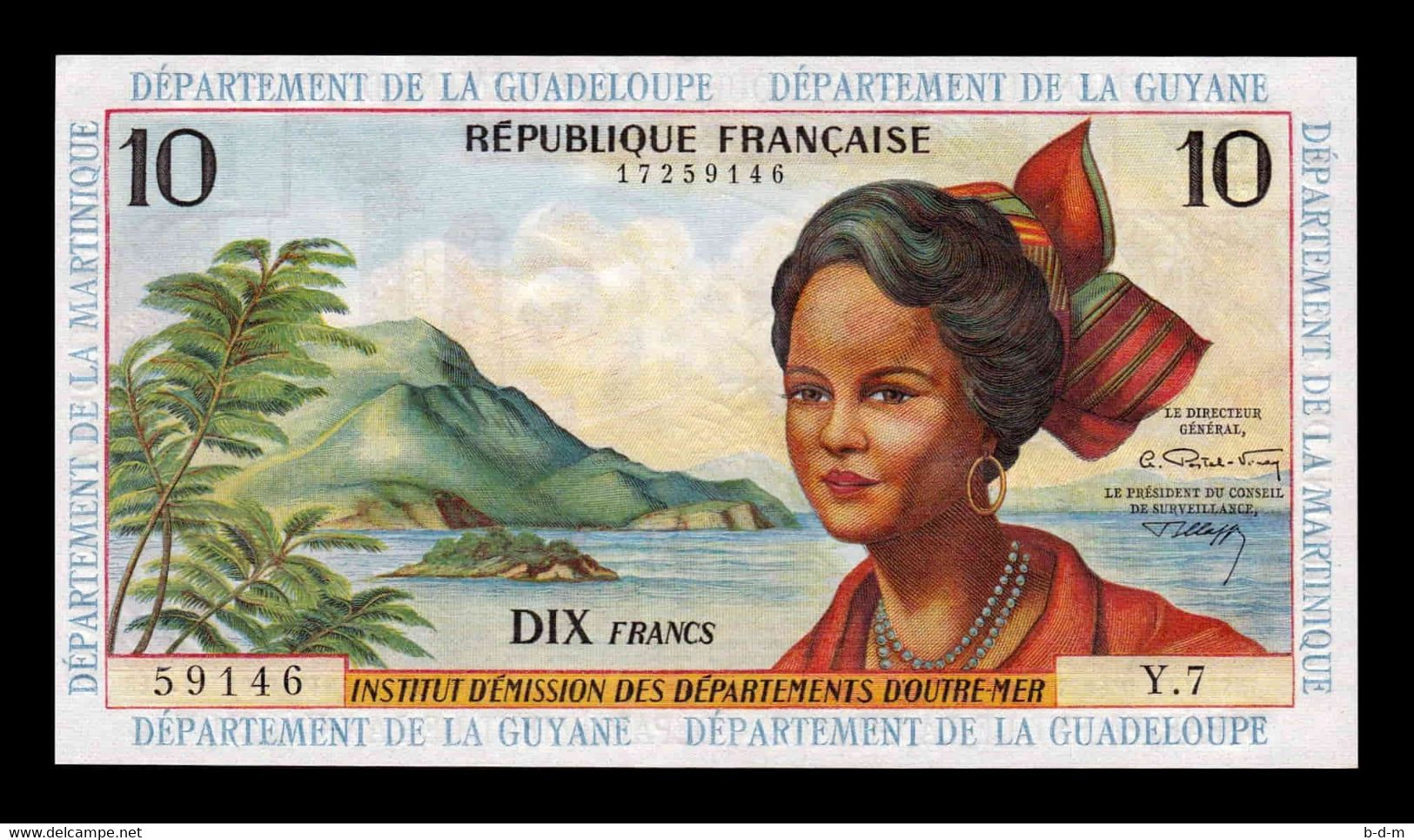 Antillas Francesas French Antilles 10 Francs 1964 Pick 8b SC-/SC AUNC/UNC - Otros – América