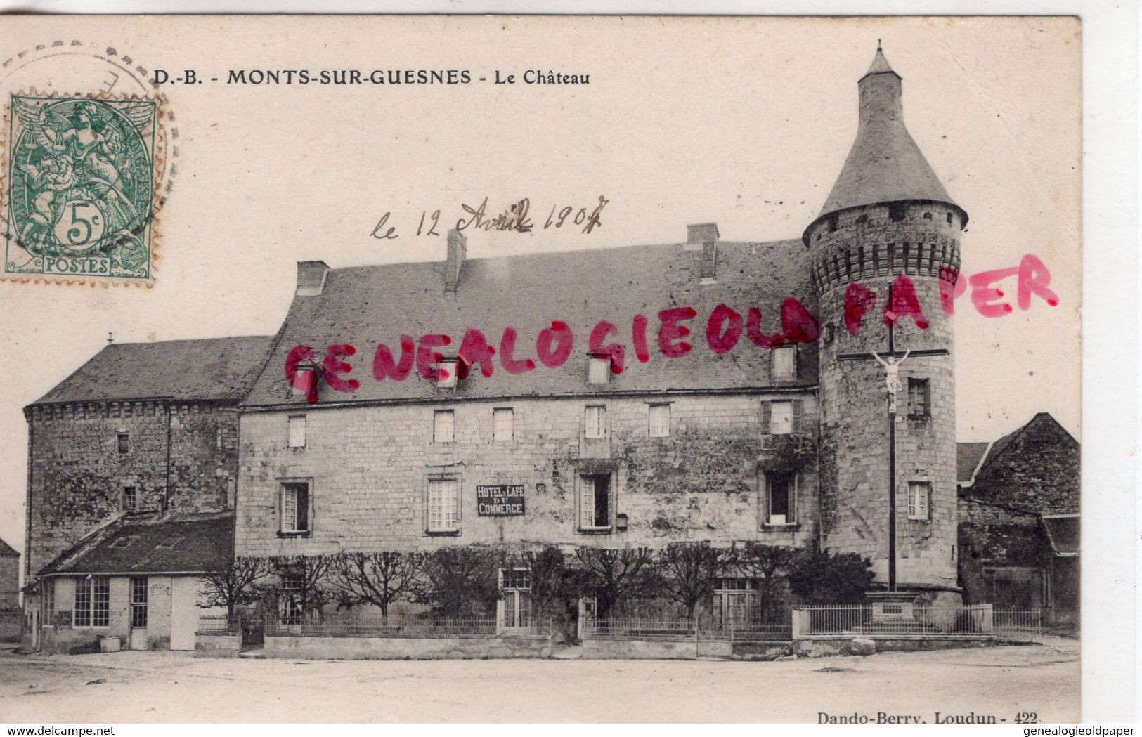 86- MONTS SUR GUESNES - LE CHATEAU -HOTEL CAFE DU COMMERCE - VIENNE - Monts Sur Guesnes