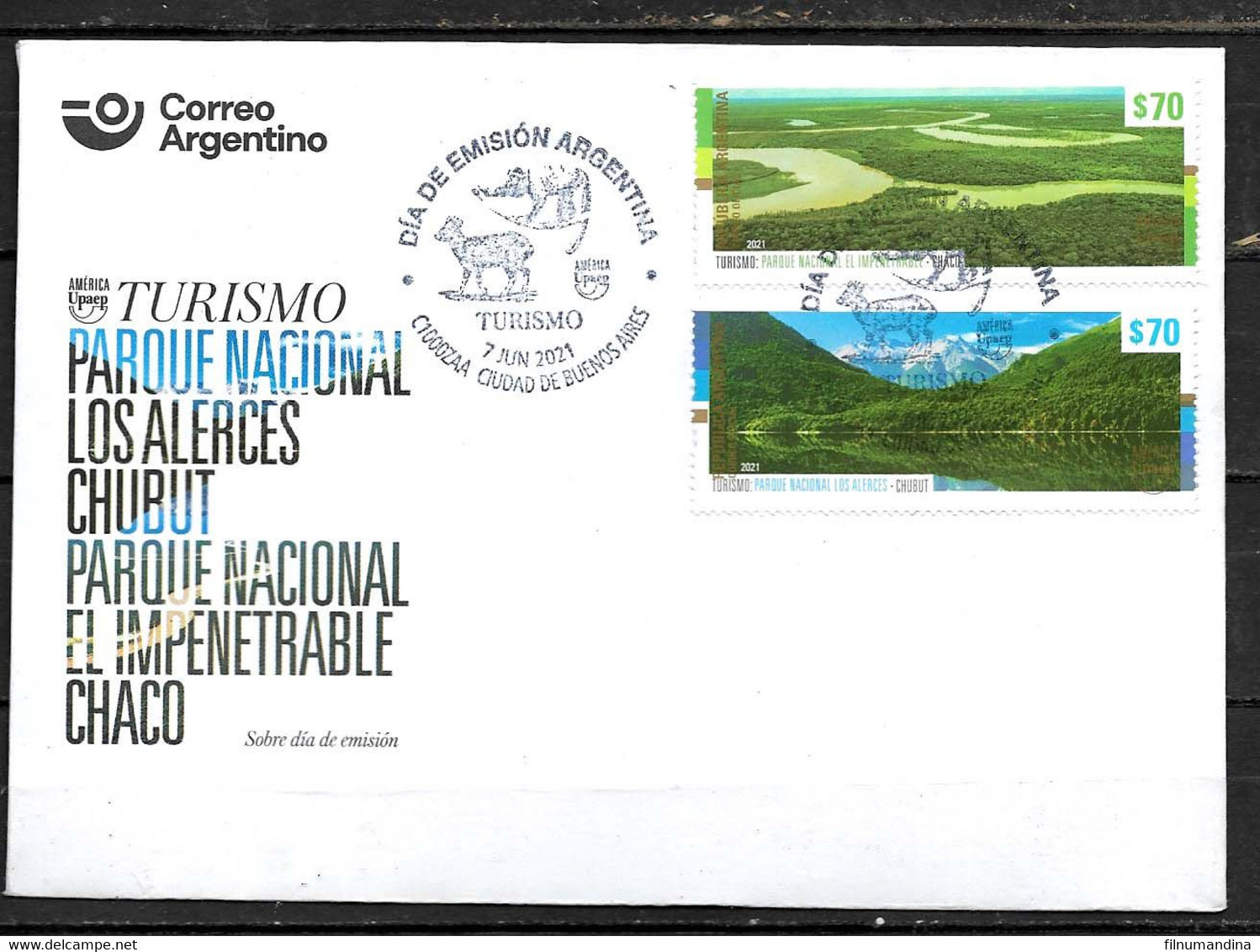 #10013 ARGENTINE,ARGENTINA 2021 UPAEP AMERICA NATURE RIVER MOUNTAIN NEUF,FDC, - Neufs