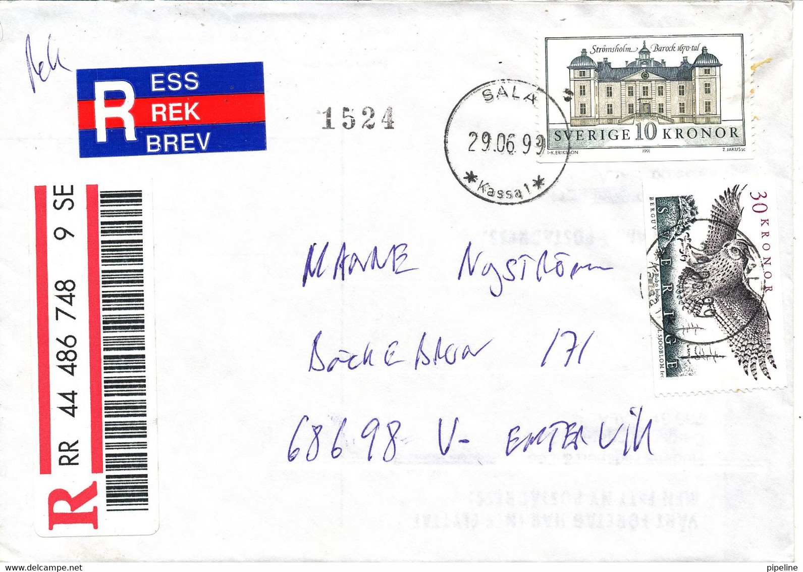 Sweden Registered Cover With High Valued Stamps 29-6-1999 - Lettres & Documents