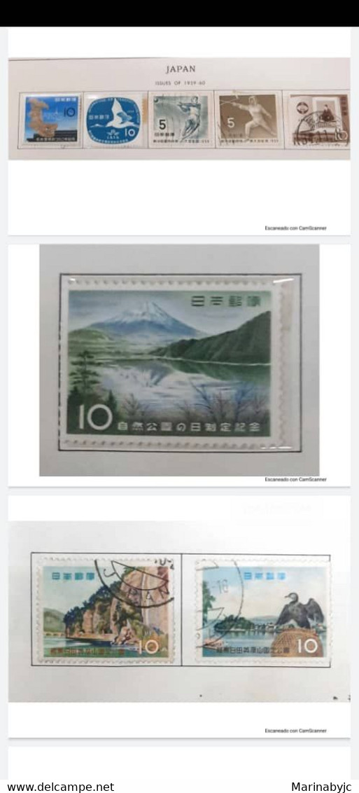 L) 1959 - 1960 JAPAN, NATURE, MOUNTAIN, NATIONAL PARK, BIRD, SPORT, FENCING, DOVE, MULTIPLE STAMPS, ALBUM PAGE NO INCLUD - Otros & Sin Clasificación