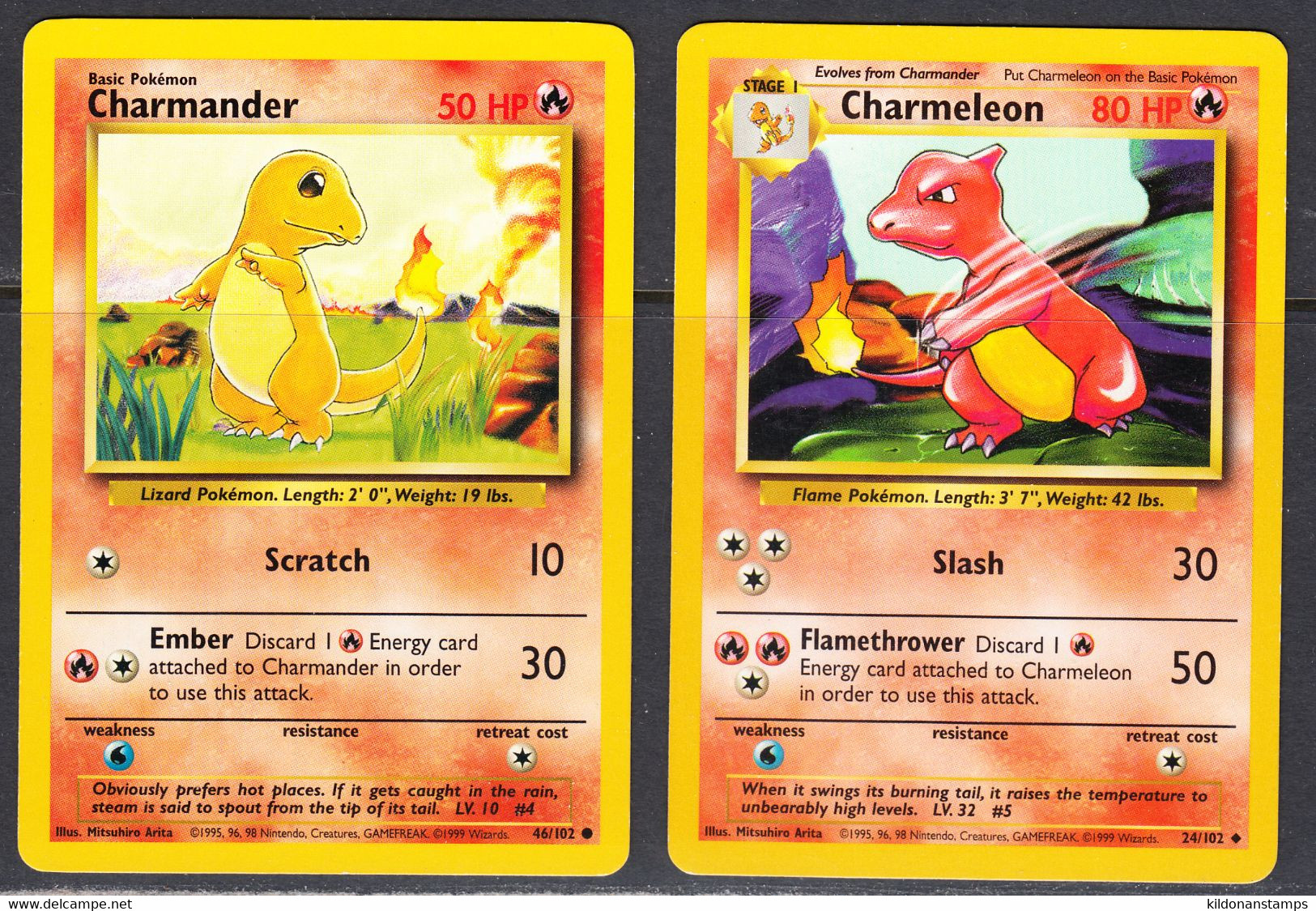 Charmander/Charmeleon 1999 Base Set, NM, 24/102,46/102 - Other & Unclassified
