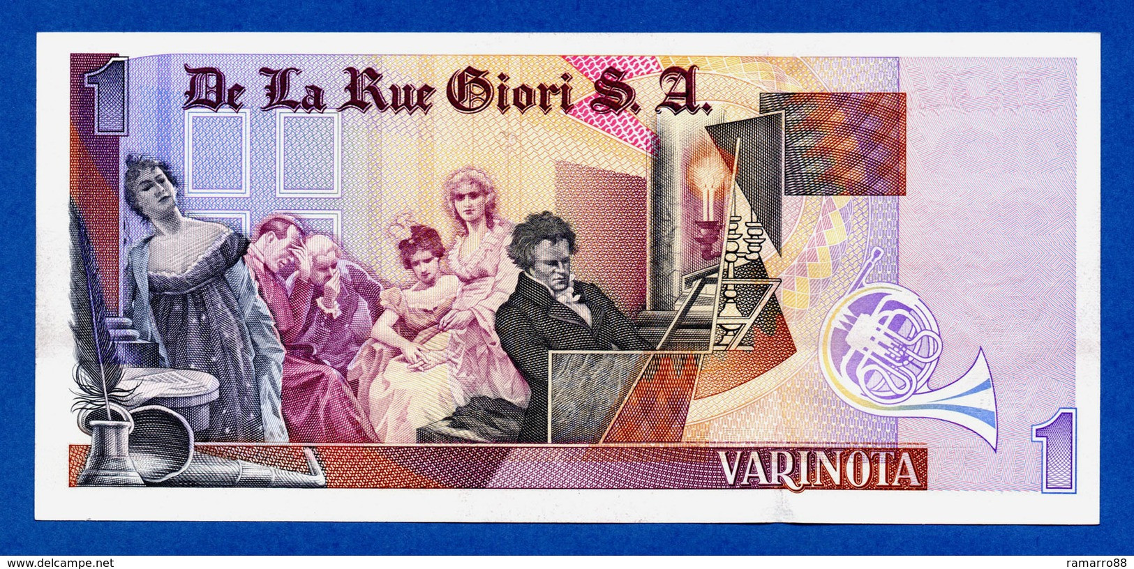 De La Rue Giori S.A. Varinota Beethoven - Louisenthal Bronze Type - Specimen Test Note Unc- - Fictifs & Spécimens