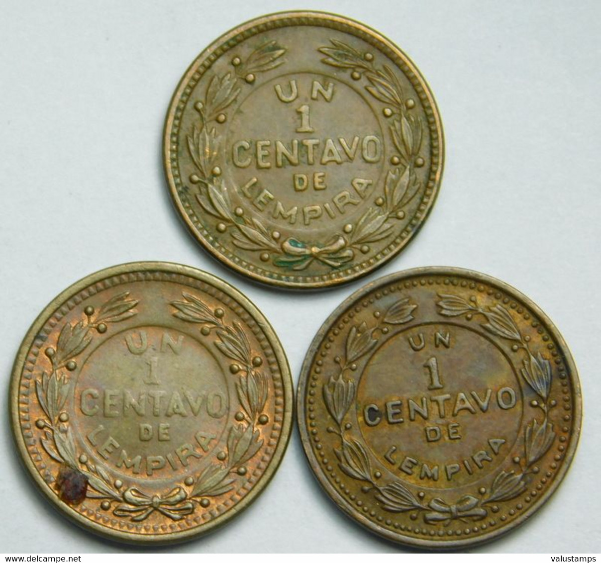 3x One Centavo Honduras  2x 1957 , 1x 1954  Small Coins  56-539 - Honduras