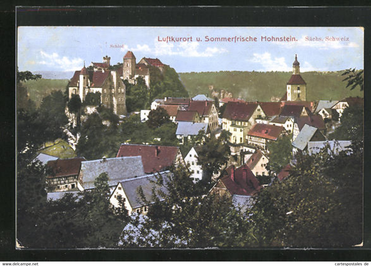 AK Hohnstein / Sächs. Schweiz, Ortsansicht Mit Schloss - Hohnstein (Saechs. Schweiz)