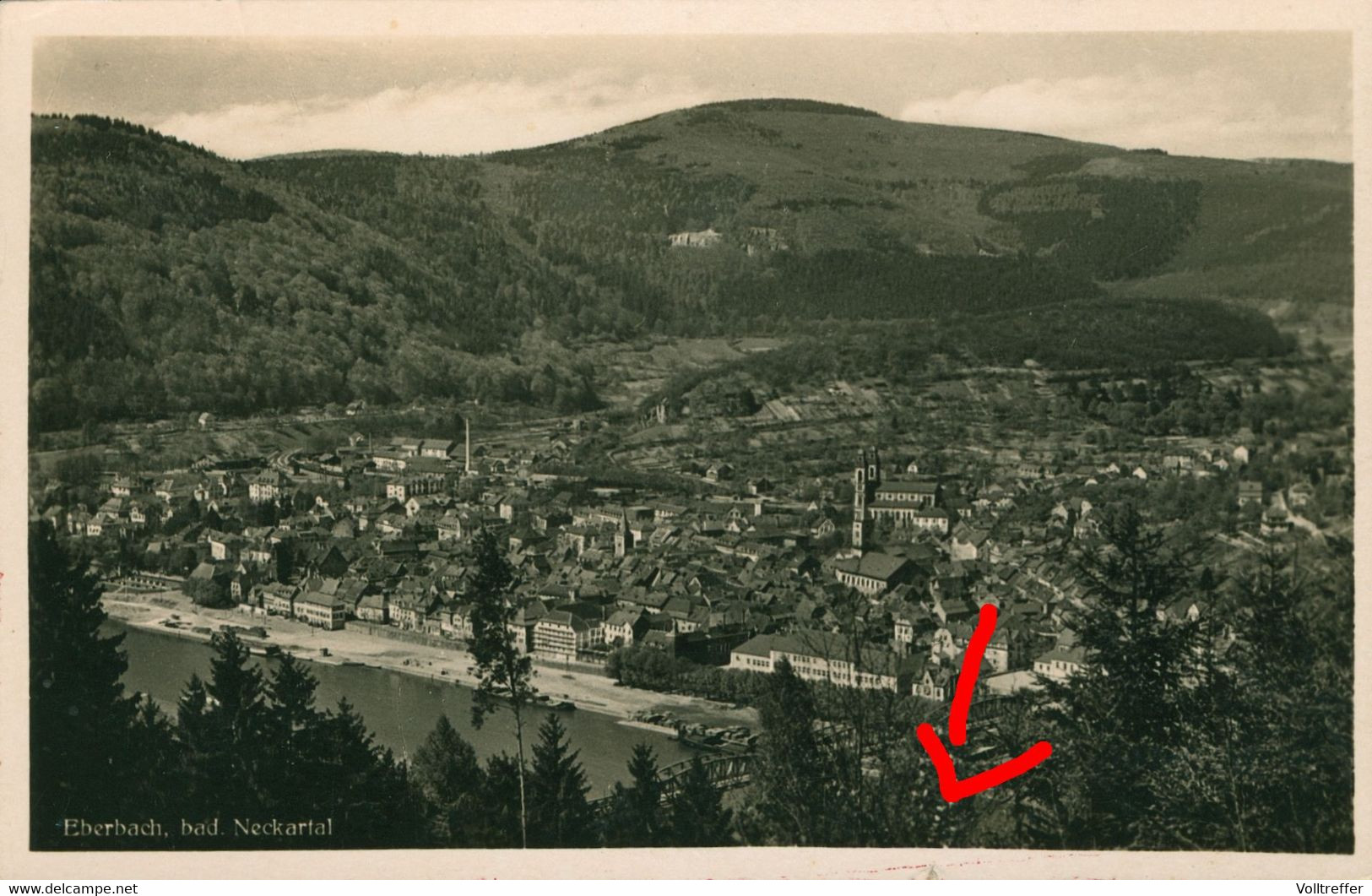 BRD AK Um 1949 Stadt Eberbach, Badisches Neckartal, Ortspartie - Eberbach