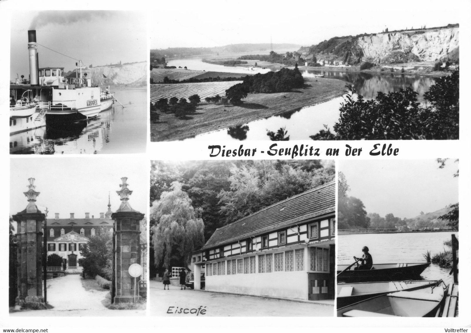 AK Diesbar Seußlitz Elbe Um 1979, Eiscafe, Schiff Krippen U.a. - Diesbar-Seusslitz