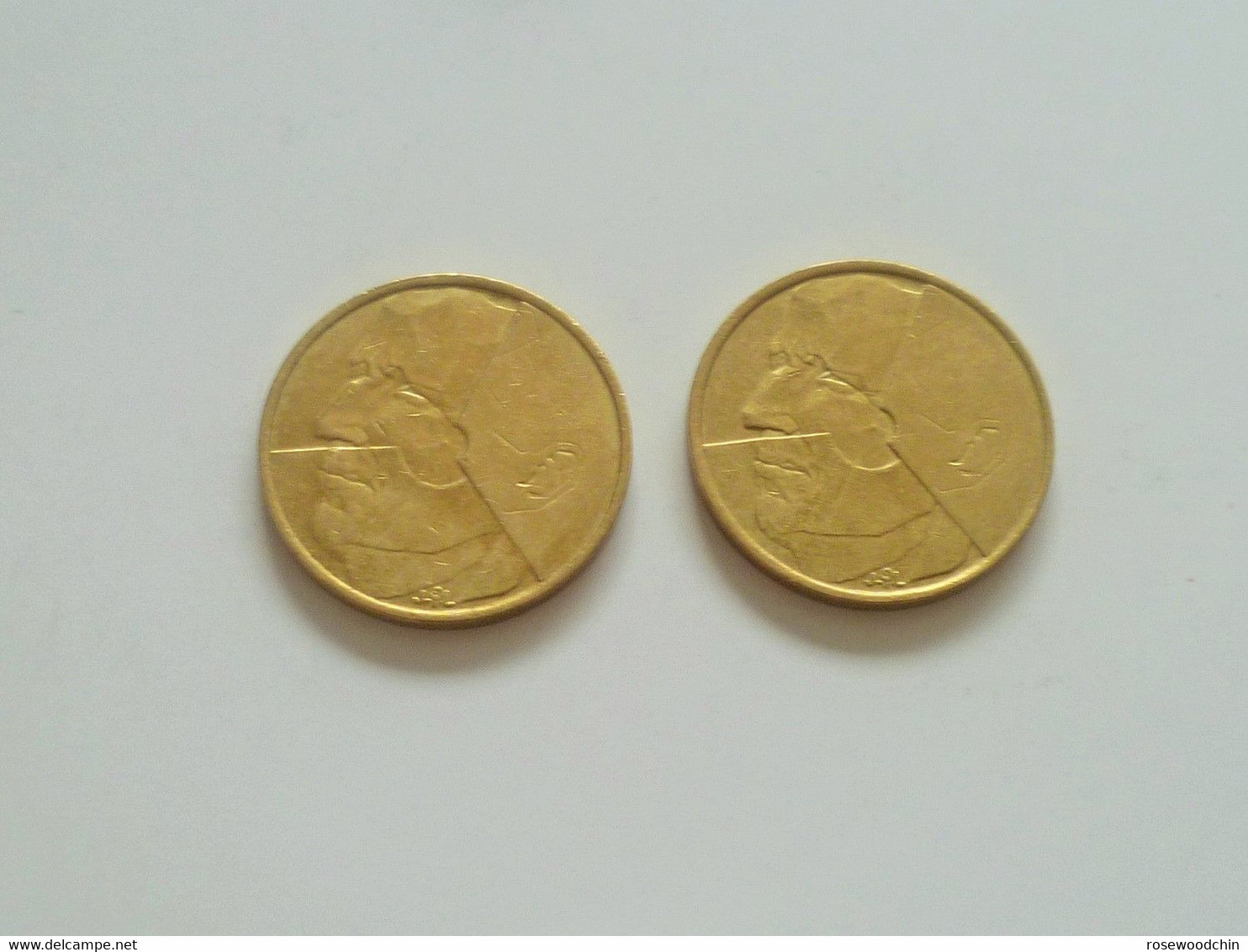 Vintage ! 1 Lot Of 2 Pcs. 1986 Belgium 5 Francs Coin (#131) - Andere & Zonder Classificatie