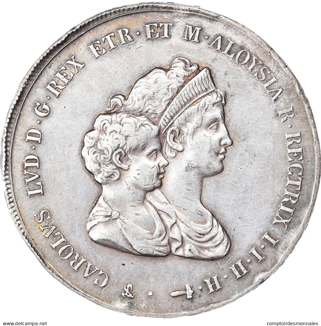 Monnaie, États Italiens, TUSCANY, Charles Louis, 10 Lire, 1807, TTB, Argent - Tuscan