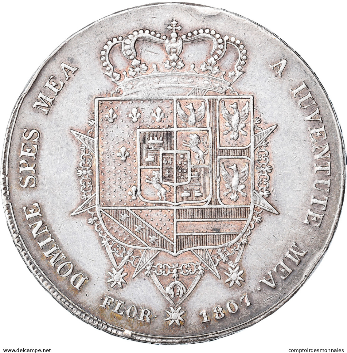 Monnaie, États Italiens, TUSCANY, Charles Louis, 10 Lire, 1807, TTB, Argent - Tuscan