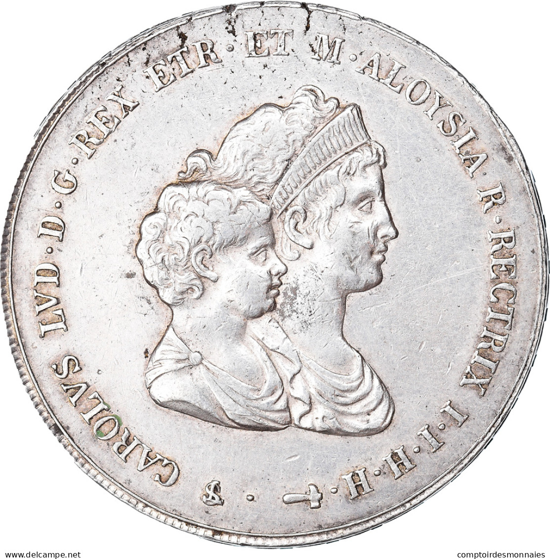 Monnaie, États Italiens, TUSCANY, Charles Louis, 10 Lire, 1807, SUP, Argent - Toscana