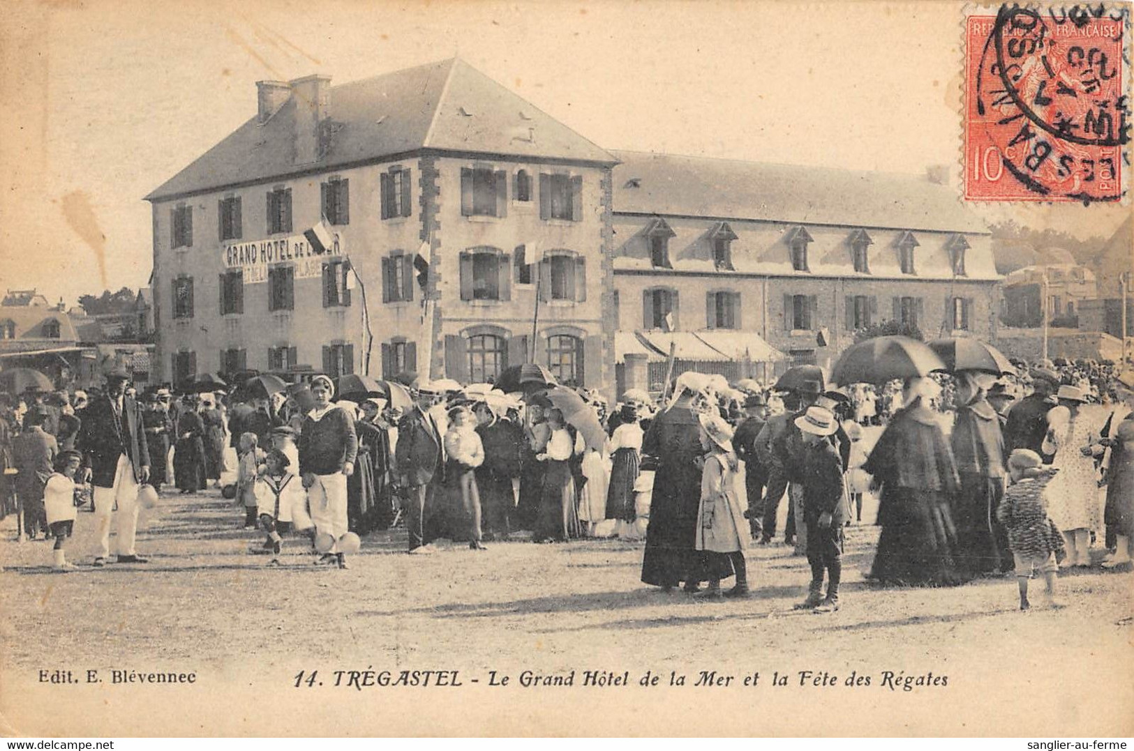 CPA 22 TREGASTEL LE GRAND HOTEL DE LA MER ET LA FETE DES REGATES (cliché Rare - Trégastel