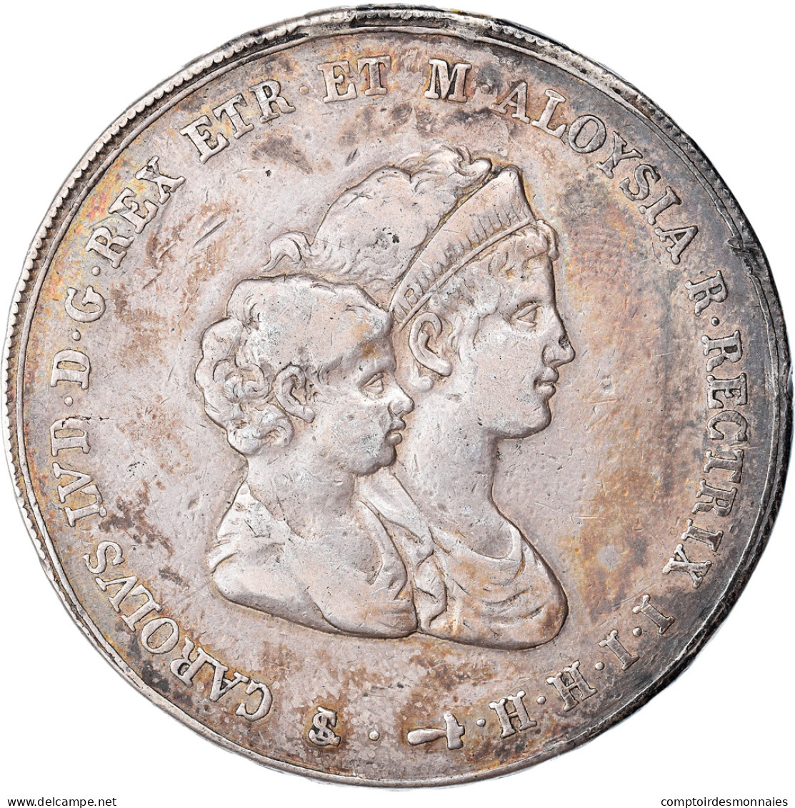 Monnaie, États Italiens, TUSCANY, Charles Louis, 10 Lire, 1807, TTB+, Argent - Tuscan